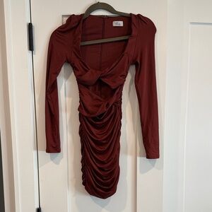 Oh Polly Deep Red Long Sleeve Dress